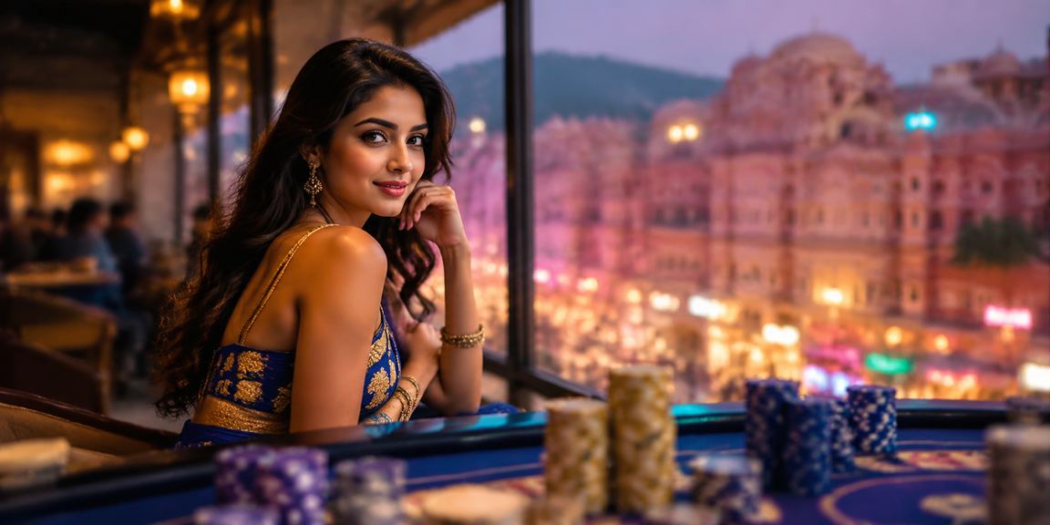 Baccarat players enjoying Bollywood-themed table in vibrant setting